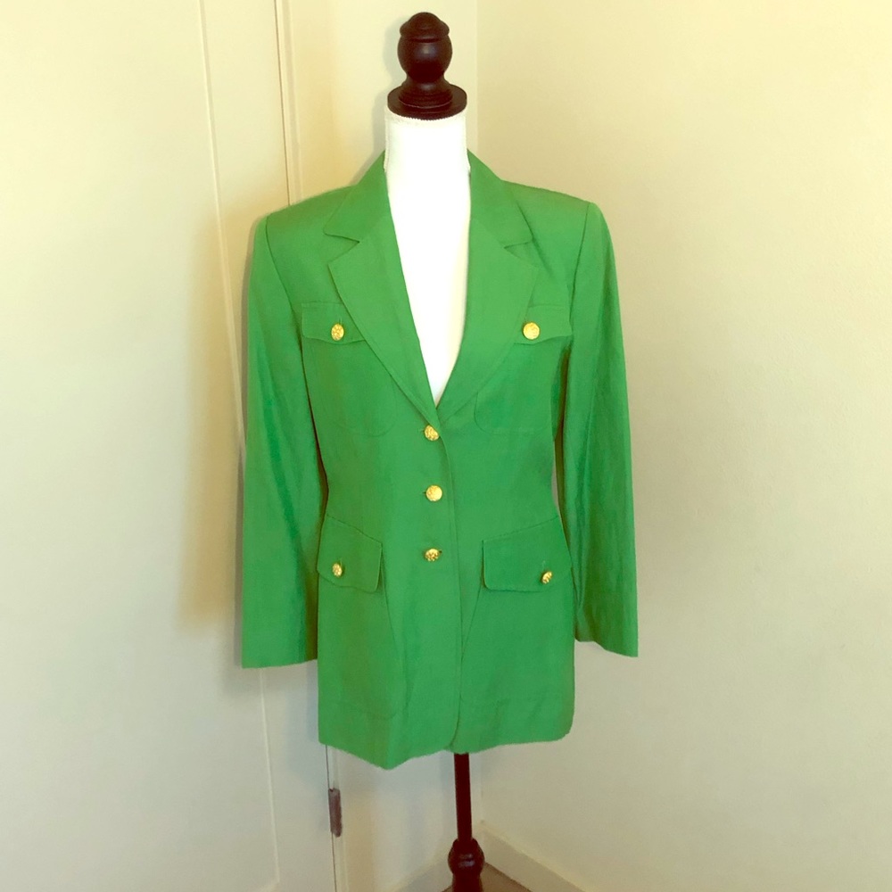Patrick Collection Vintage Green Silk/linen Jacket